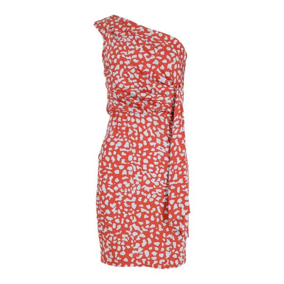 Diane Von Furstenberg Agatha Leopard Print One Shoulder Dress in Multicolor Silk,All Products : American Fashion Style Bags On Sale